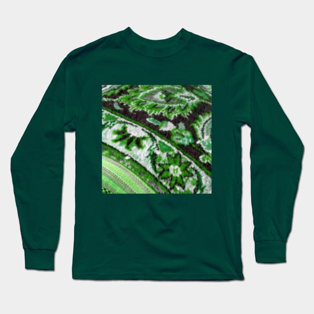 green flower pattern, floral designs, minimal art, abstract art, floral pattern, antique rug photo , For custom orders please DM me. Long Sleeve T-Shirt by Hadigheh-art